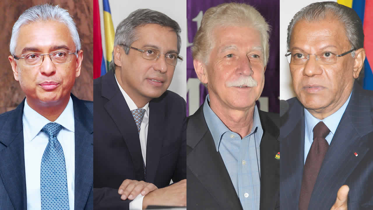 Pravind Jugnauth, Xavier-Luc Duval, Paul Bérenger et Navin Ramgoolam Pravind Jugnauth, Xavier-Luc Duval, Paul Bérenger et Navin Ramgoolam