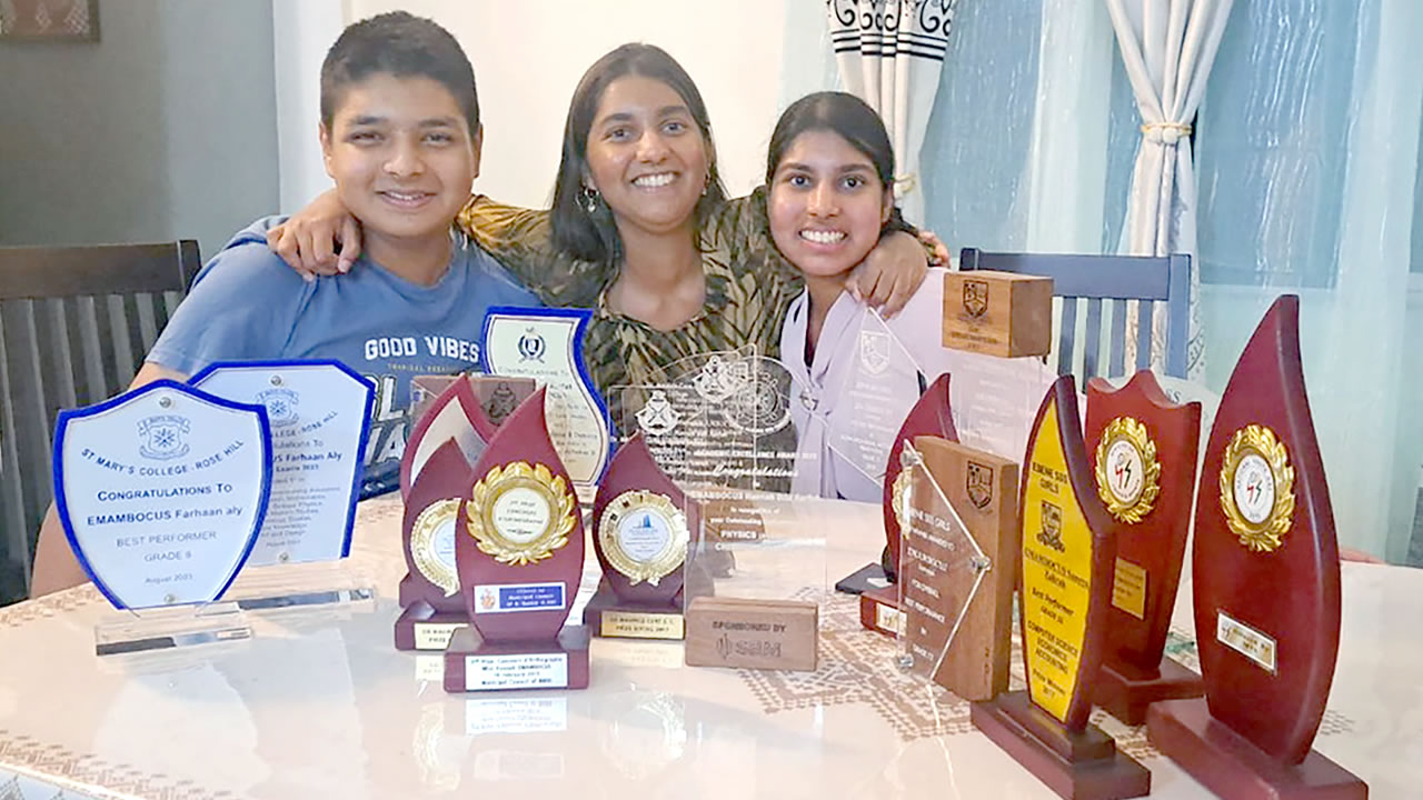 The prizes collected by the Emambocus siblings.