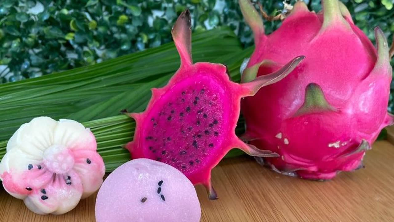 The dragon fruit-filled mochiis is a unique recipe.
