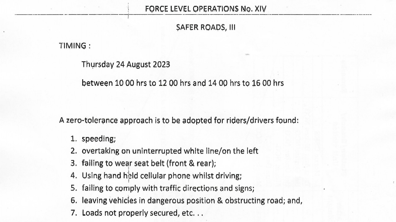 Les directives données ce jeudi aux policiers pour les contrôles routiers.