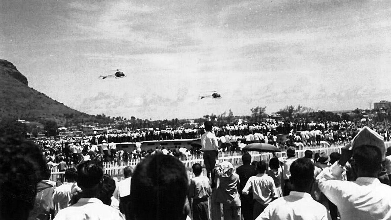 Célébrations de la fête de l'Indépendance au Champ-de-Mars le 12 mars 1968 (Crédit photo : Vintage Mauritius)