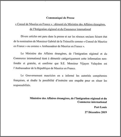 Le démenti du ministère des Affaires étrangères pour réfuter l’information contenue dans le décret. 