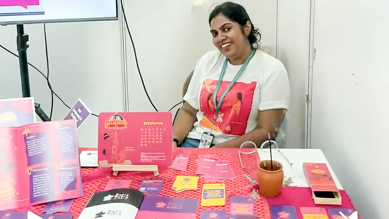 Son stand lors de l’exposition du 8 mars à Kerala, en Inde.