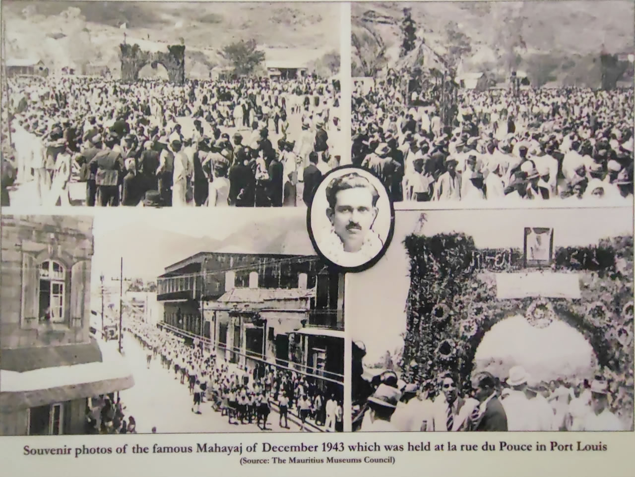 Photos souvenirs du célèbre Mahayaj de décembre 1943 qui s’est tenu à la rue du Pouce à Port-Louis.