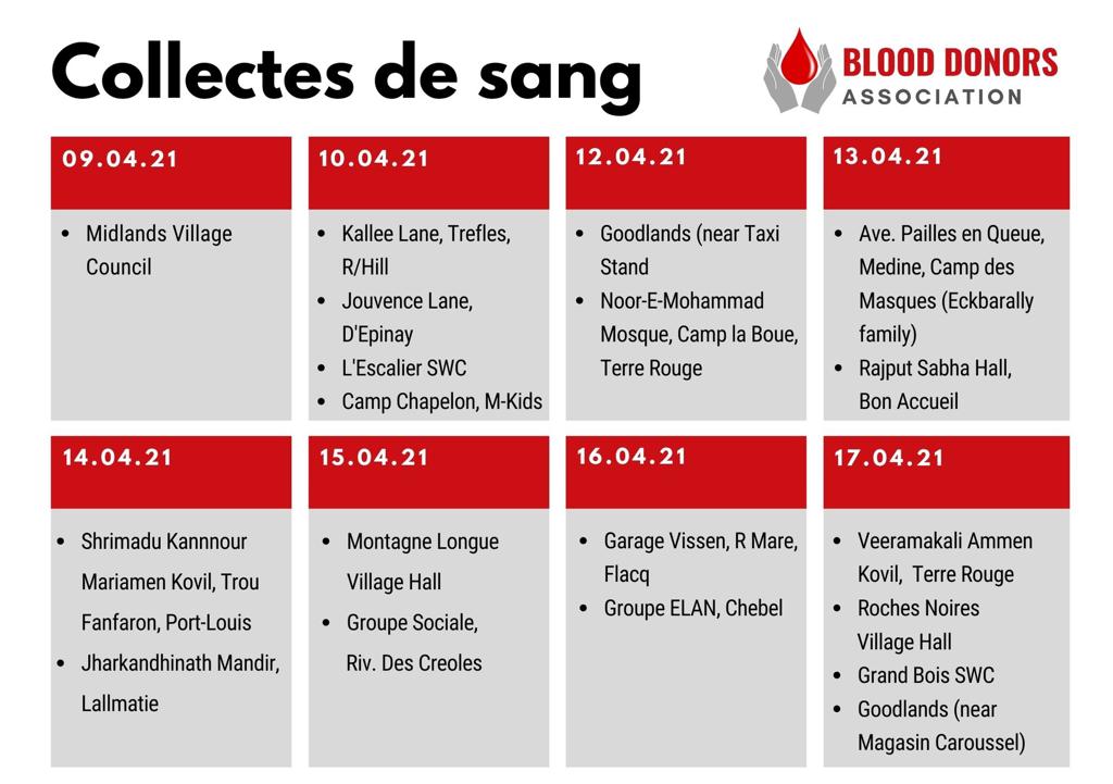 Don de sang : un calendrier établi pour une semaine 