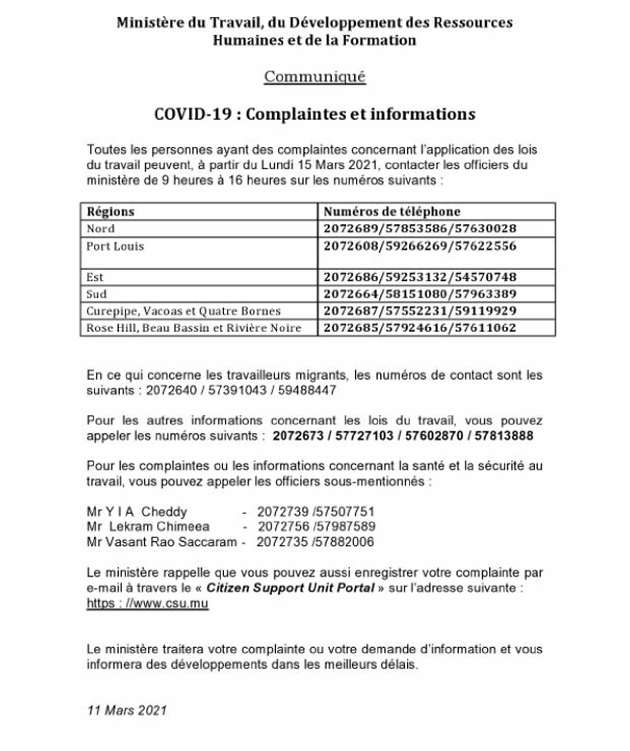 covid-19-complaintes et info