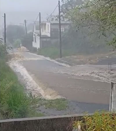 La route transformée en rivière.