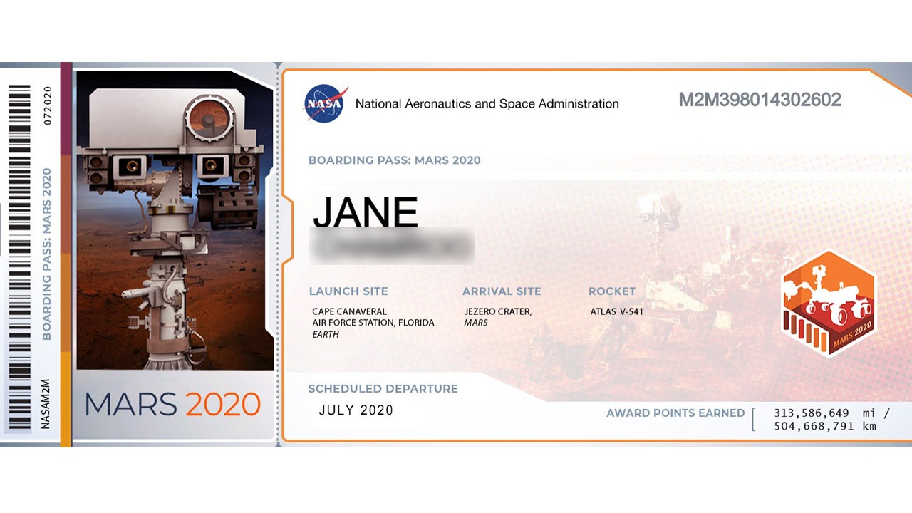 Après avoir rempli le formulaire, vous recevrez une carte d’embarquement pour Mars