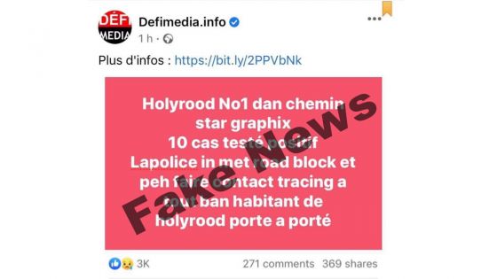 Sur WhatsApp : un post avec le logo du Défi Media utilisé à tort pour la diffusion d’une fausse nouvelle