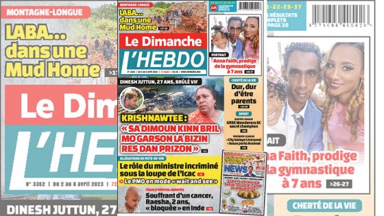 Voici la Une de Le Dimanche/L'Hebdo de ce Dimanche 02 Avril 2023