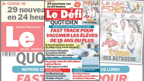 Voici la Une du Défi Quotidien de ce vendredi 02 juillet 2021