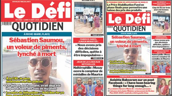 Voici la une du Défi Quotidien de ce Lundi 04 Août 2025
