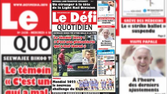 Voici la Une du Defi Quotidien de ce mercredi 04 septembre 2019