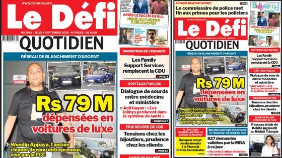 Voici la une du Défi Quotidien de ce Jeudi 04 Septembre 2025