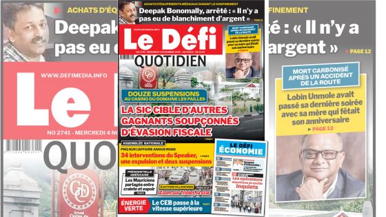 Voici la Une du Défi Quotidien de ce mercredi 04 novembre 2020