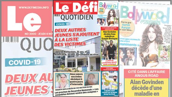 Voici la Une du Défi Quotidien de ce jeudi 04 Novembre 2021