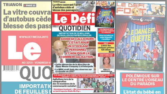 Voici la une du Défi Quotidien de ce vendredi 04 Novembre 2022