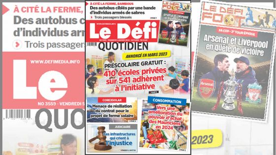 Voici la une du Défi Quotidien de ce Vendredi 05 Janvier 2024