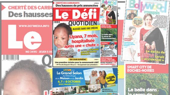 Voici la une du Défi Quotidien de ce Jeudi 05 Octobre 2023