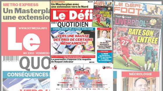 Voici la une du Défi Quotidien de ce vendredi 06 Janvier 2023