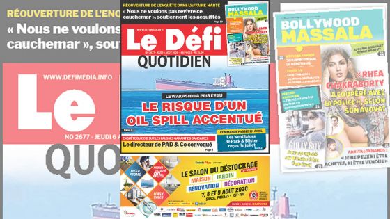 Voici la Une du Defi Quotidien de ce jeudi 06 août 2020