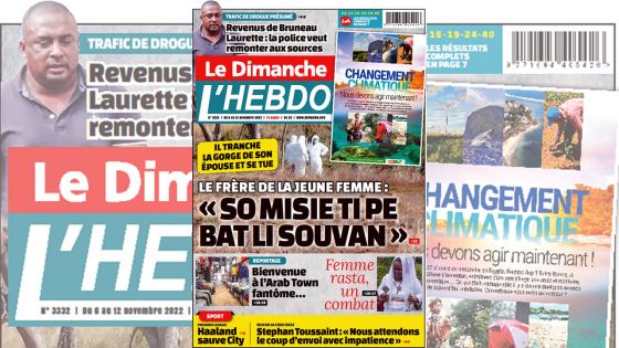 Voici la Une de Le Dimanche/L'Hebdo de ce dimanche 06 Novembre 2022