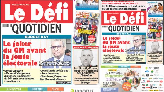 Voici la une du Défi Quotidien de ce Vendredi 07 Juin 2024