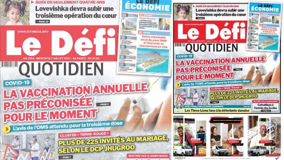 Voici la Une du Défi Quotidien de ce mercredi 7 juillet 2021