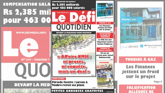 Voici la Une du Defi Quotidien de ce vendredi 07 Decembre 2018