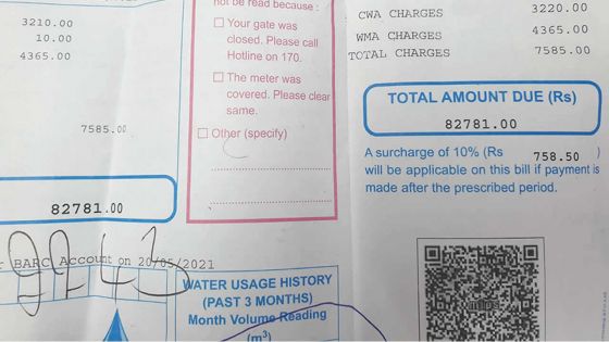 Consommation d’eau : la CWA lui réclame Rs 82 000 alors que sa maison était inhabitée