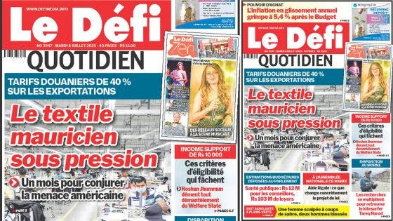 Voici la une du Défi Quotidien de ce Mardi 08 Juillet 2025