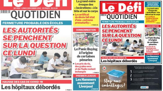 Voici la Une du Défi Quotidien de ce lundi 08 Novembre 2021