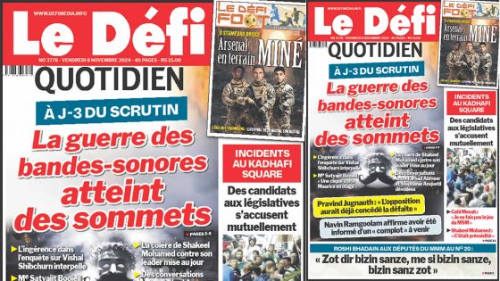 Voici la une du Défi Quotidien de ce Vendredi 08 Novembre 2024