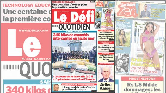 Voici la une du Défi Quotidien de ce Mardi 09 Janvier 2024