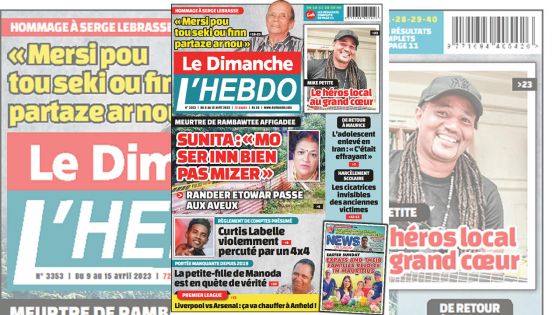 Voici la Une de Le Dimanche/L'Hebdo de ce Dimanche 09 Avril 2023