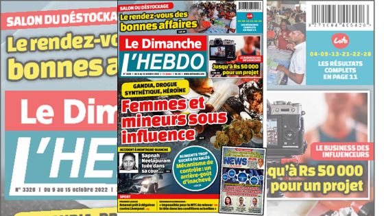 Voici la Une de Le Dimanche/L'Hebdo de ce dimanche 09 Octobre 2022