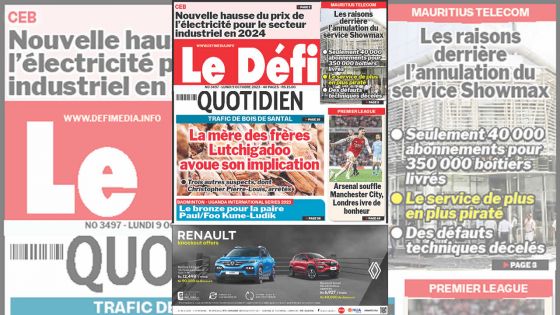 Voici la une du Défi Quotidien de ce Lundi 10 Octobre 2023