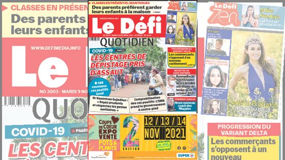 Voici la Une du Défi Quotidien de ce mardi 09 Novembre 2021