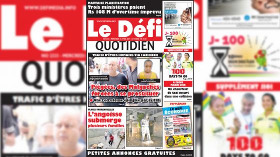 Voici la Une du Defi Quotidien de ce mercredi 10 Avril 2019