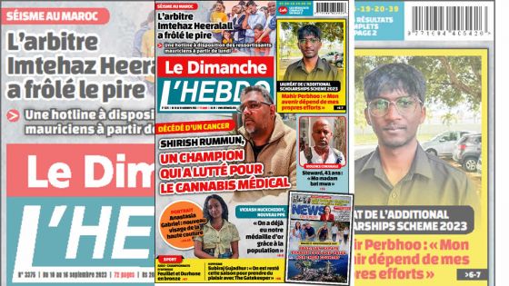 Voici la Une de Le Dimanche/L'Hebdo de ce Dimanche 10 Septembre 2023