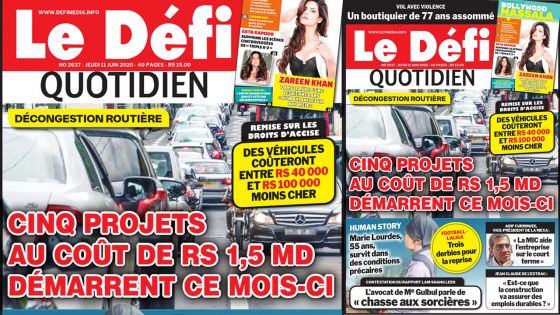 Voici la Une du Defi Quotidien de ce jeudi 11 juin 2020