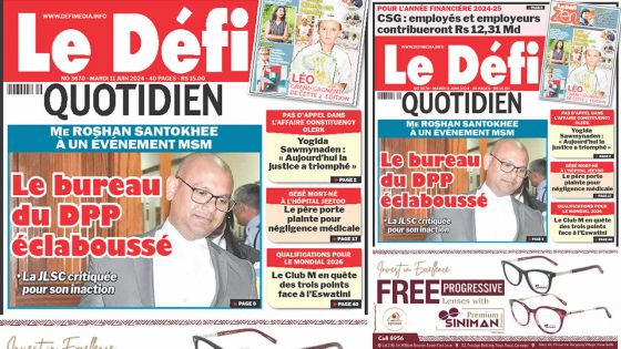 Voici la une du Défi Quotidien de ce Mardi 11 Juin 2024