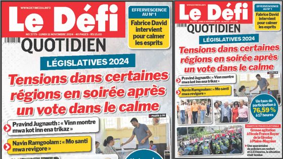 Voici la une du Défi Quotidien de ce Lundi 11 Novembre 2024