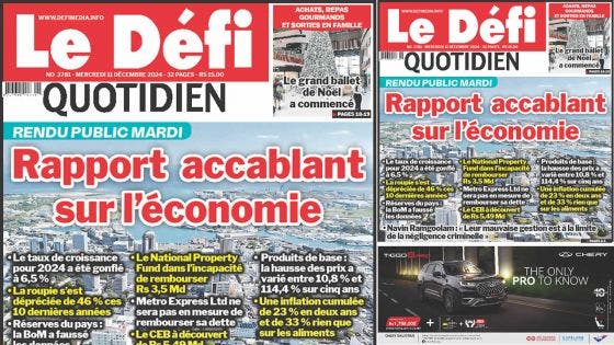 Voici la une du Défi Quotidien de ce Mercredi 11 Décembre 2024