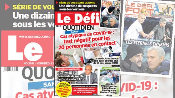 Voici la Une du Défi Quotidien de ce vendredi 12 février 2021