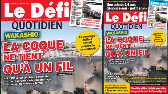 Voici la Une du Defi Quotidien de ce mercredi 12 août 2020