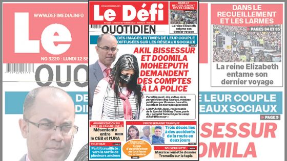 Voici la une du Défi Quotidien de ce lundi 12 Septembre 2022