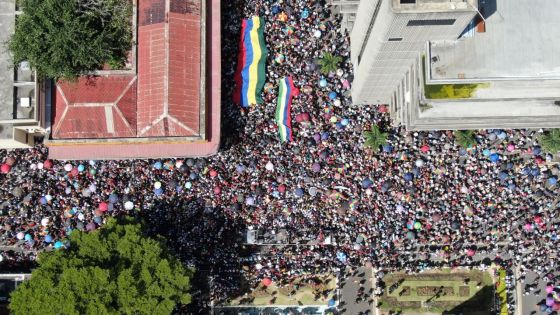 La marche citoyenne de l’opposition vue du ciel à 14 h 23