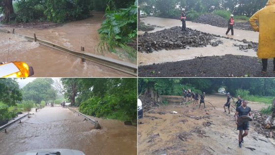 [En images] Avis de fortes pluies : le pont d’Anse-Jonchée inondé ; le GIPM à pied-d’œuvre