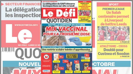 Voici la Une du Défi Quotidien de ce lundi 13 Septembre 2021